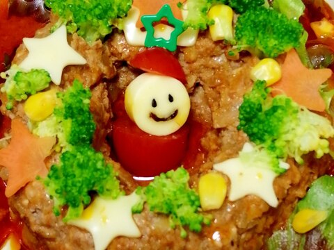 レンジで簡単煮込み♥クリスマス・リースハンバーグ♥